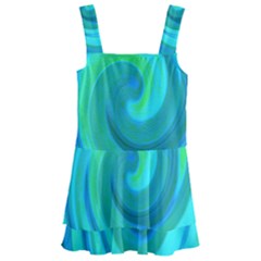 Groovy Cool Abstract Aqua Liquid Art Swirl Painting Kids  Layered Skirt Swimsuit by myrubiogarden