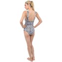 Black And White Intricate Modern Geometric Pattern Cross Front Low Back Swimsuit View2