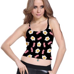 Bacon And Egg Pop Art Pattern Spaghetti Strap Bra Top by Valentinaart