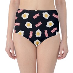 Bacon And Egg Pop Art Pattern Classic High-waist Bikini Bottoms by Valentinaart