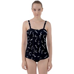 Scribbles Lines Drawing Picture Twist Front Tankini Set by Pakrebo