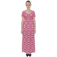 Background Card Checker Chequered High Waist Short Sleeve Maxi Dress