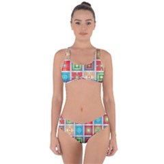 Tiles Pattern Background Colorful Criss Cross Bikini Set by Pakrebo