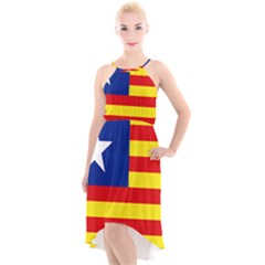 Flag Of Estado Aragonés High-low Halter Chiffon Dress 