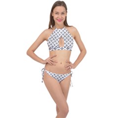 Star Curved Pattern Monochrome Cross Front Halter Bikini Set by Pakrebo