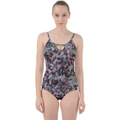 Gray Facets Cut Out Top Tankini Set by artifiart