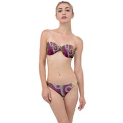 Purple Flower With Shine Classic Bandeau Bikini Set by DeneWestUK