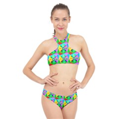 Star Texture Template Design High Neck Bikini Set by Pakrebo