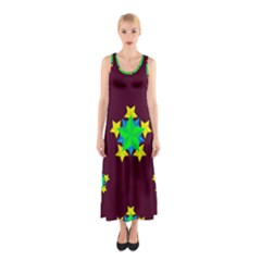 Pattern Star Vector Multi Color Sleeveless Maxi Dress by Pakrebo