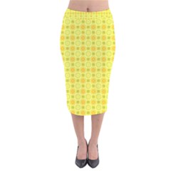 Traditional Patterns Chrysanthemum Velvet Midi Pencil Skirt by Pakrebo