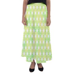 Traditional Patterns Hemp Pattern Green Flared Maxi Skirt