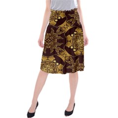 Gold Black Book Cover Ornate Midi Beach Skirt by Pakrebo