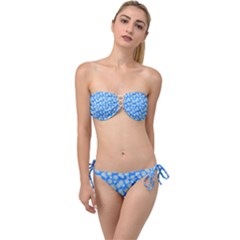 Hydrangea Blue Glitter Round Twist Bandeau Bikini Set by Pakrebo