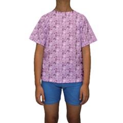 Texture Flower Background Pink Kids  Short Sleeve Swimwear