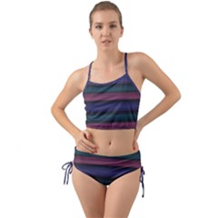 Stripes Pink Purple Teal Grey Mini Tank Bikini Set by BrightVibesDesign