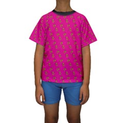 No Step On Snek Pattern Pink Background Meme Kids  Short Sleeve Swimwear by snek