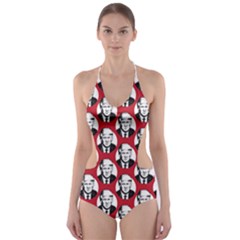 Trump Retro Face Pattern Maga Red Us Patriot Cut-out One Piece Swimsuit by snek