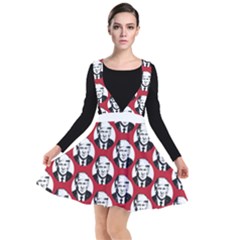 Trump Retro Face Pattern Maga Red Us Patriot Plunge Pinafore Dress by snek