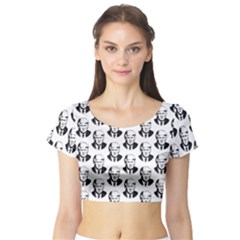 Trump Retro Face Pattern Maga Black And White Us Patriot Short Sleeve Crop Top by snek