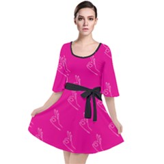 A-ok Perfect Handsign Maga Pro-trump Patriot On Pink Background Velour Kimono Dress by snek