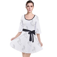 A-ok Perfect Handsign Maga Pro-trump Patriot Black And White Velour Kimono Dress by snek