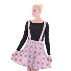 Kekistan Logo Pattern On Pink Background Suspender Skater Skirt by snek