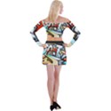 Blue Face King graffiti street art urban blue and orange face abstract hiphop Off Shoulder Top with Mini Skirt Set View2