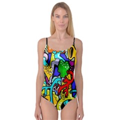 Graffiti Abstract With Colorful Tubes And Biology Artery Theme Camisole Leotard  by genx