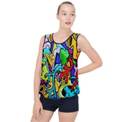 Graffiti Abstract With Colorful Tubes And Biology Artery Theme Bubble Hem Chiffon Tank Top by genx