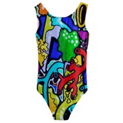 Graffiti Abstract With Colorful Tubes And Biology Artery Theme Kids  Cut-out Back One Piece Swimsuit by genx