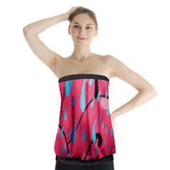 Graffiti Watermelon Pink With Light Blue Drops Retro Strapless Top by genx