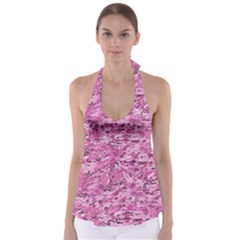Pink Camouflage Army Military Girl Babydoll Tankini Top