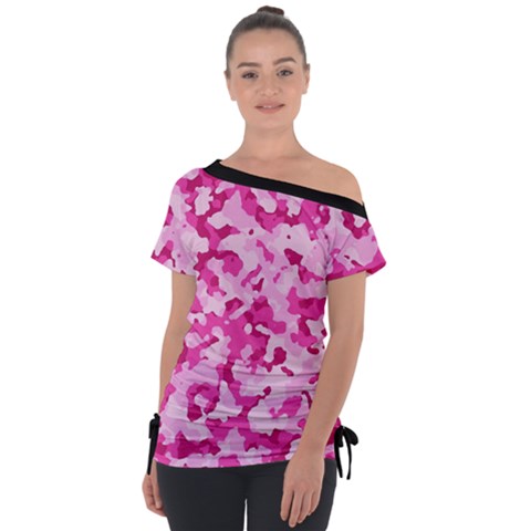 Standard Pink Camouflage Army Military Girl Funny Pattern Tie-up Tee by snek