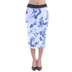 Standard Light Blue Camouflage Army Military Velvet Midi Pencil Skirt by snek