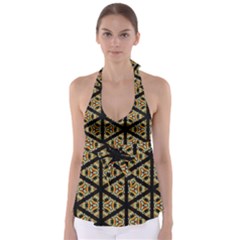 Pattern Stained Glass Triangles Babydoll Tankini Top by Pakrebo