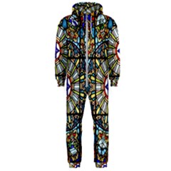 Vitrage Stained Glass Church Window Hooded Jumpsuit (men)  by Pakrebo