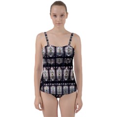 Stained Glass Window Repeat Twist Front Tankini Set by Pakrebo