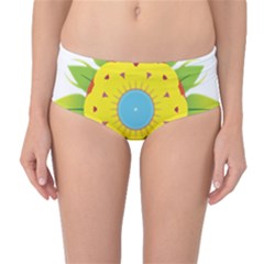 Abstract Flower Mid-waist Bikini Bottoms by Alisyart