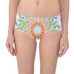 Abstract Flower Mandala Mid-waist Bikini Bottoms by Alisyart