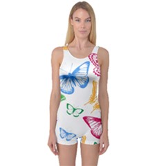 Butterfly Rainbow One Piece Boyleg Swimsuit by Alisyart