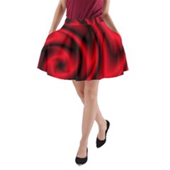Background Red Color Swirl A-line Pocket Skirt by Pakrebo