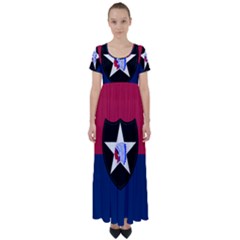 Flag Of United States Army 2nd Infantry Division High Waist Short Sleeve Maxi Dress by abbeyz71