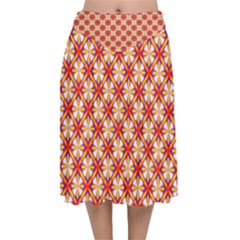 Hexagon Polygon Colorful Prismatic Velvet Flared Midi Skirt by Alisyart