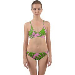 Leaves Tropical Plant Green Garden Wrap Around Bikini Set by Alisyart