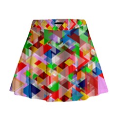 Background Triangle Rainbow Mini Flare Skirt by Mariart