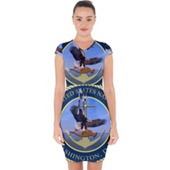 Seal Of United States Navy Band Capsleeve Drawstring Dress  by abbeyz71