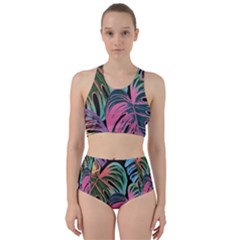 Leaves Tropical Jungle Pattern Racer Back Bikini Set by Alisyart
