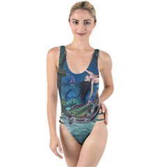 Wonderful Mermaid In The Deep Ocean High Leg Strappy Swimsuit by FantasyWorld7
