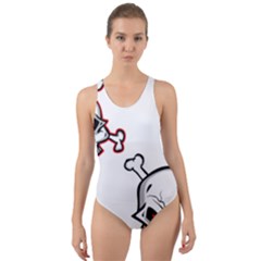 Illustration Vector Skull Cut-out Back One Piece Swimsuit by Mariart