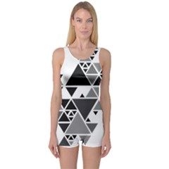 Gray Triangle Puzzle One Piece Boyleg Swimsuit by Mariart